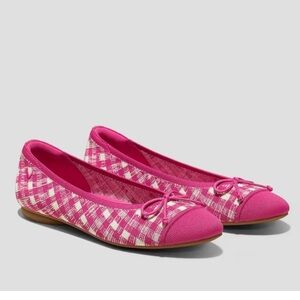 Vivaia Flats- pink gingham print, worn once - too big for me!